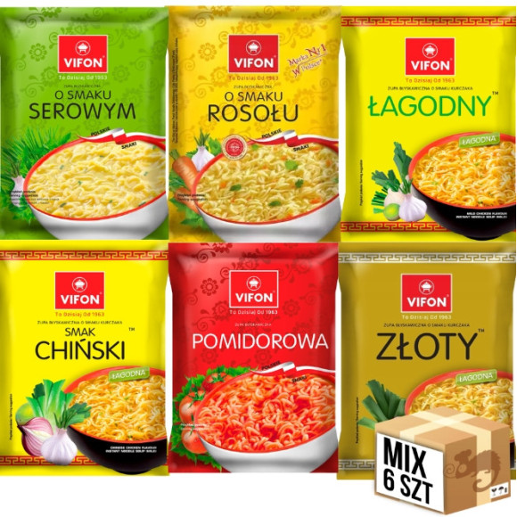 VIFON ZUPA BŁYSKAWICZNA zupka chińska mega ZESTAW x6 różnych smaków MIX