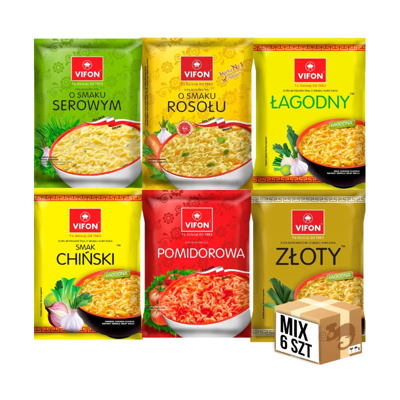 VIFON ZUPA BŁYSKAWICZNA zupka chińska mega ZESTAW x6 różnych smaków MIX