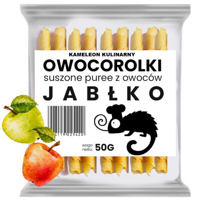 ROLLSY OWOCOWE OWOCOROLKI JABŁKO jabłkowe przekąska 50G KAMELEON KULINARNY