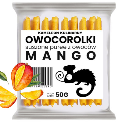 ROLLSY OWOCOWE OWOCOROLKI MANGO zdrowa przekąska 50G KAMELEON KULINARNY