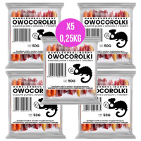 5x ROLLSY OWOCOWE OWOCOROLKI ROLKI mix 5 SMAKÓW Naturalna Przekąska 0,25KG