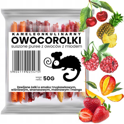 ROLLSY OWOCOWE OWOCOROLKI ROLKI mix 5 SMAKÓW Zdrowa Przekąska dla DZIECI 50g
