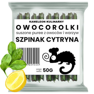 ROLLSY OWOCOWE OWOCOROLKI SZPINAK CYTRYNA szpinakowe 50g KAMELEON KULINARNY
