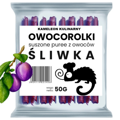 ROLLSY OWOCOWE OWOCOROLKI ŚLIWKA śliwkowe przekąski 50g KAMELEON KULINARNY