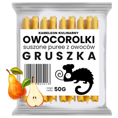 ROLLSY OWOCOWE OWOCOROLKI GRUSZKA zdrowa przekąska 50g KAMELEON KULINARNY