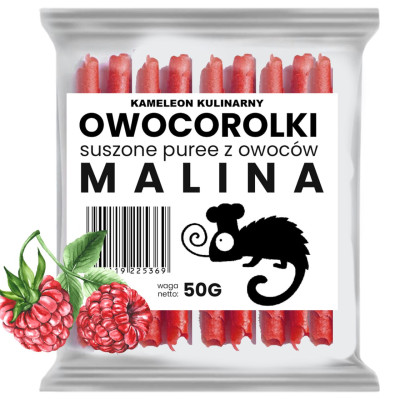 ROLLSY OWOCOWE OWOCOROLKI MALINOWA MALINA 50g KAMELEON KULINARNY