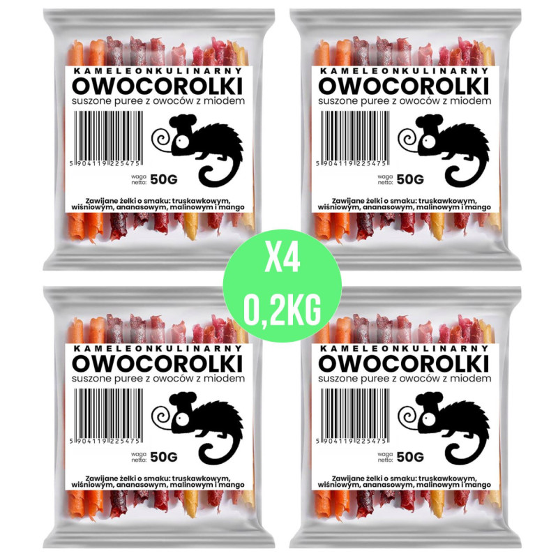 4x ROLLSY OWOCOWE OWOCOROLKI ROLKI mix SMAKÓW Naturalna Przekąska 200G 0,2kg