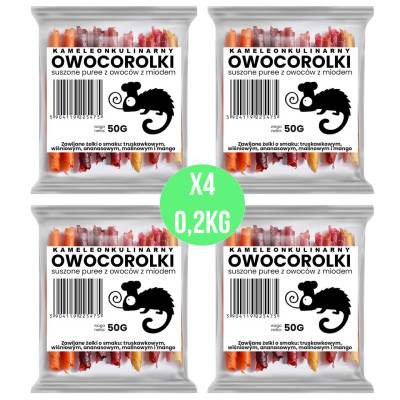 4x ROLLSY OWOCOWE OWOCOROLKI ROLKI mix SMAKÓW Naturalna Przekąska 200G 0,2kg
