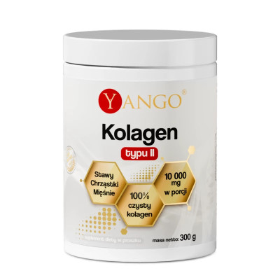 Yango 100% CZYSTY KOLAGEN typu II 300g STAWY CHRZĄSTKI MIĘŚNIE W PROSZKU