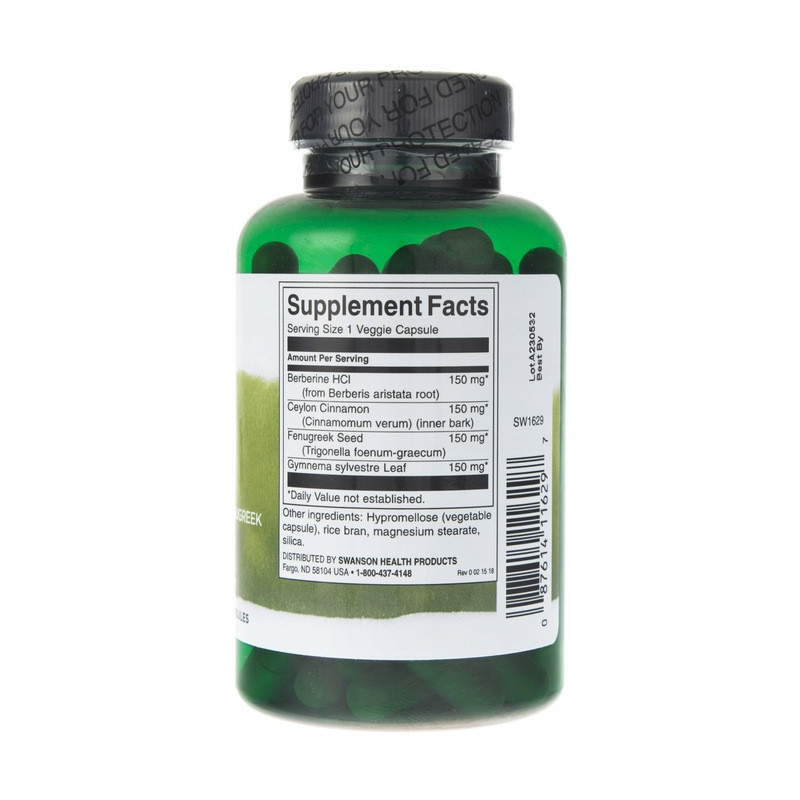 Swanson BERBERINE COMPLEX BERBERYNA 90kaps wsparcie CUKIER CUKRZYCA WĄTROBA