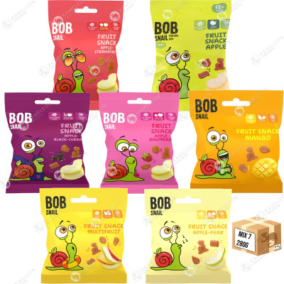 ŚLIMAK BOB SNAIL owocowe ŻELKI MIX smaków 7szt x 40g bez cukru 280G