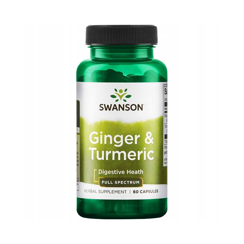 Swanson FS GINGER & TURMERIC IMBIR + KURKUMA 60kaps wsparcie TRAWIENIE