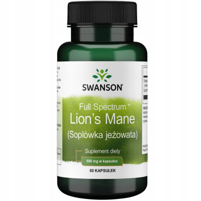 Swanson FS LION'S MANE 500MG Soplówka JEŻOWATA 60kaps pomoc PAMIĘĆ OPORNOŚĆ