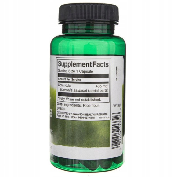 Swanson GOTU KOLA 435mg 60kaps wsparcie PAMIĘĆ FUKCJE POZNAWCZE GOJENIE RAN Swanson GOTU KOLA 435mg 60kaps wsparcie PAMIĘĆ FUKCJE POZNAWCZE GOJENIE RAN