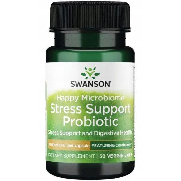 Swanson HAPPY MICROBIOME STRESS SUPPORT PROBIOTYK aż 3 biliony CFU 60kaps