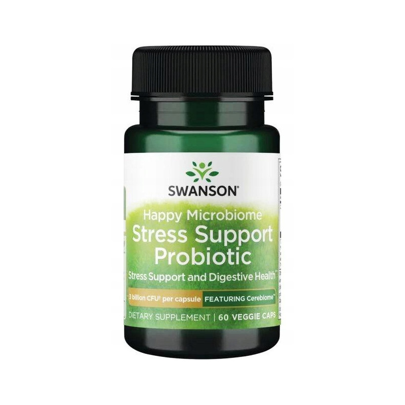 Swanson HAPPY MICROBIOME STRESS SUPPORT PROBIOTYK aż 3 biliony CFU 60kaps