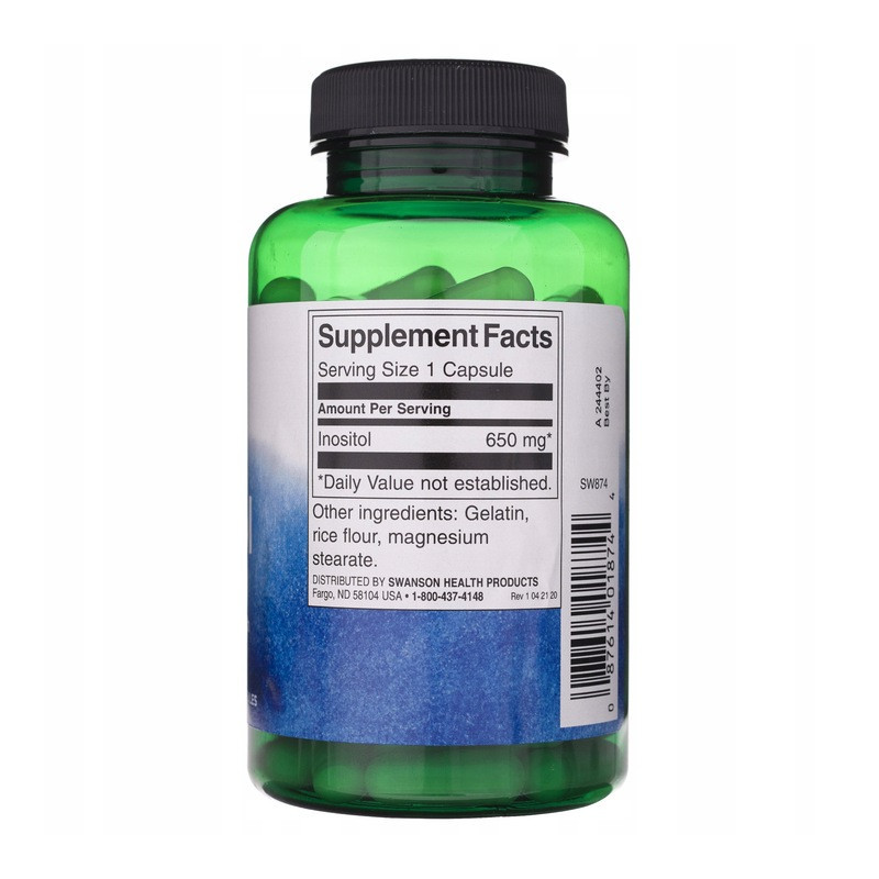 Swanson INOZYTOL 650mg WITAMINA B8 100kaps wsparcie U. NERWOWY SAMOPOCZUCIE