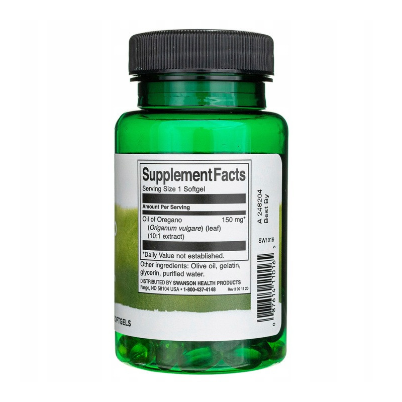 Swanson OREGANO OIL OLEJ Z OREGANO EKSTRAKT 10:1 120kaps wsparcie TRAWIENIE