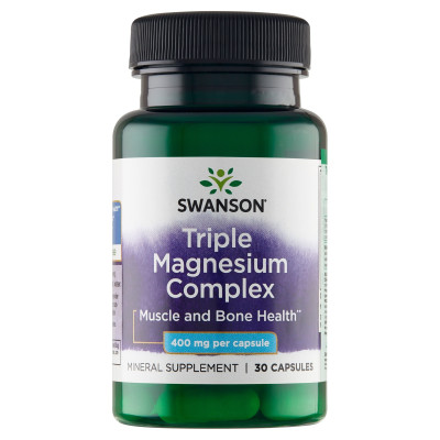 Swanson TRIPLE MAGNESIUM COMPLEX 400mg MAGNEZ KOMPLEKS MAGNEZU 100kaps 3mce