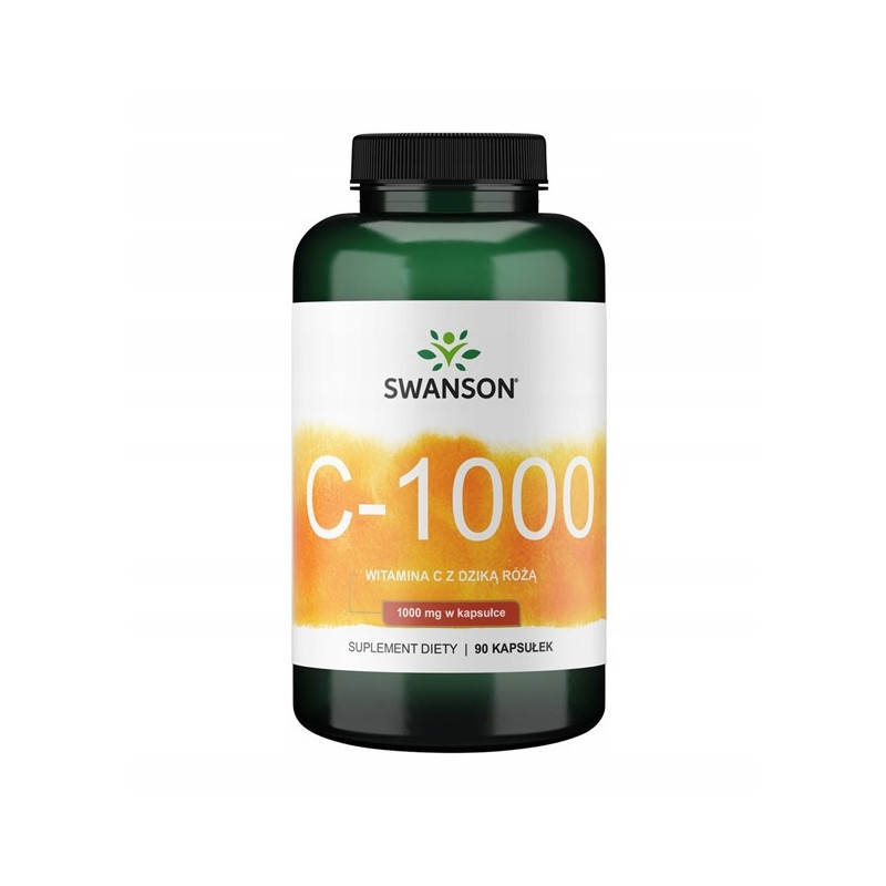 Swanson WITAMINA C 1000mg + DZIKA RÓŻA 90kaps na 3m-ce wsparcie ODPORNOŚĆ