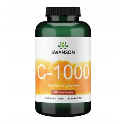 Swanson WITAMINA C 1000mg + DZIKA RÓŻA 90kaps na 3m-ce wsparcie ODPORNOŚĆ