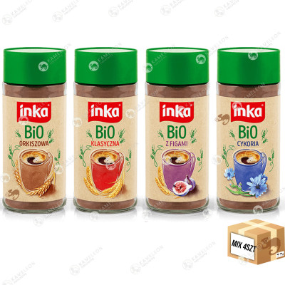 INKA zestaw mix 100g x 4szt KAWA zbożowa BIO figa klasyczna orkisz cykoria