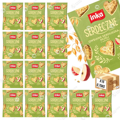 INKA ciasteczka SERDECZNE JABŁKOWE 50G x15szt owsiane serduszka 0,75kg