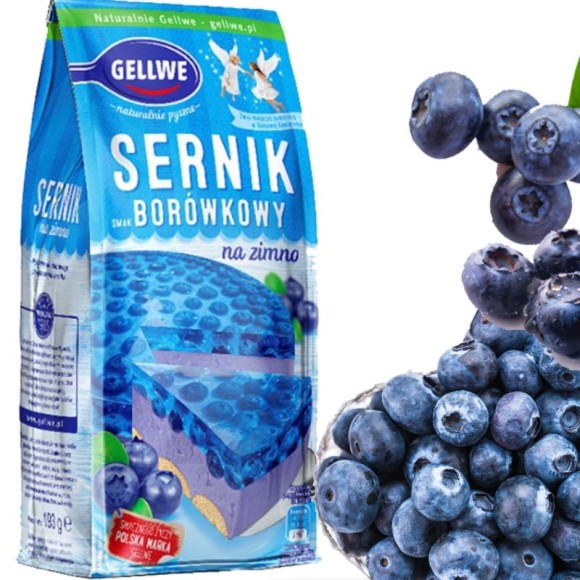GELLWE SERNIK NA ZIMNO BORÓWKOWY borówka DODAJ MLEKO