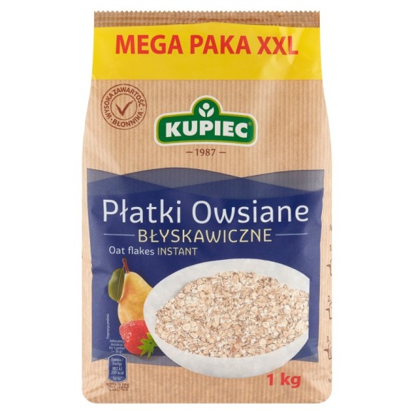 Kupiec PŁATKI OWSIANE BŁYSKAWICZNE MEGA PAKA XXL 1KG źródło