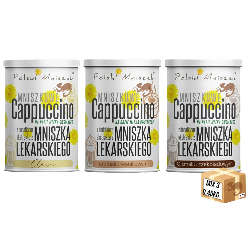 CAPPUCCINO MNISZKOWE mix150g x3szt WANILIA CZEKOLADA CLASSIC Polski Mniszek