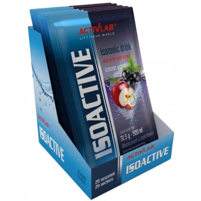 ISOACTIVE Izotonik Activlab ELEKTROLITY smak CZARNA PORZECZKA 31,5g x20szt
