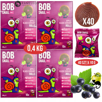ŚLŚLIMAK BOB SNAIL przekąska owocowa BEZ CUKRU JABŁKO PORZECZKA 10g x40 400G
