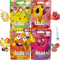BE RAW KIDS ŻELKI MALINA TRUSKAWKA MANGO BANAN