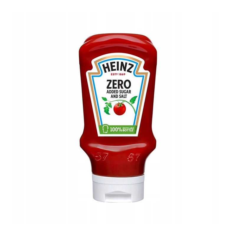 HEINZ KETCHUP ZERO bez DODATKU CUKRU I SOLI ze stewią KECZUP 425g 400ml