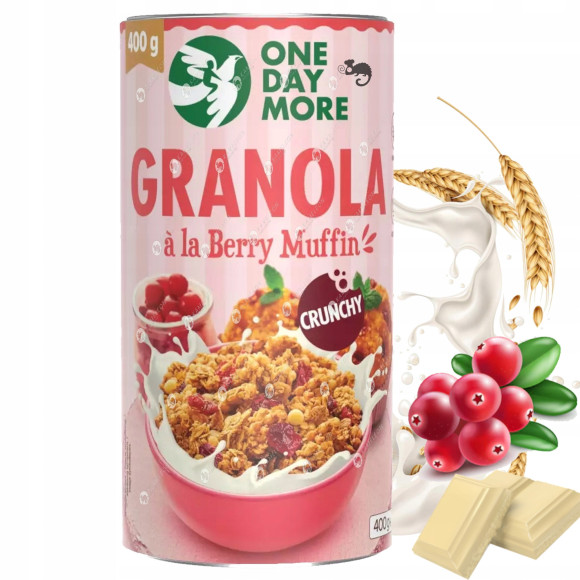 OneDayMore GRANOLA ALA BERRY MUFFIN o smaku babeczki z żurawiną 400G tuba