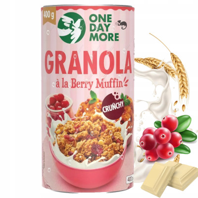 OneDayMore GRANOLA ALA BERRY MUFFIN o smaku babeczki z żurawiną 400G tuba