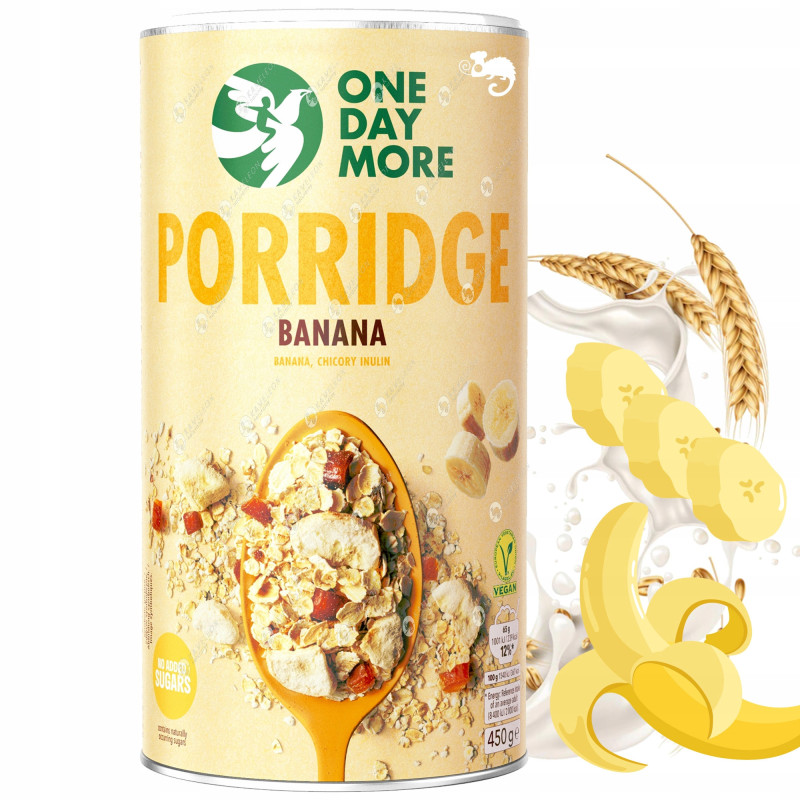 OneDayMore OWSIANKA BANANOWA Porridge 450G tuba BEZ CUKRU z inuliną