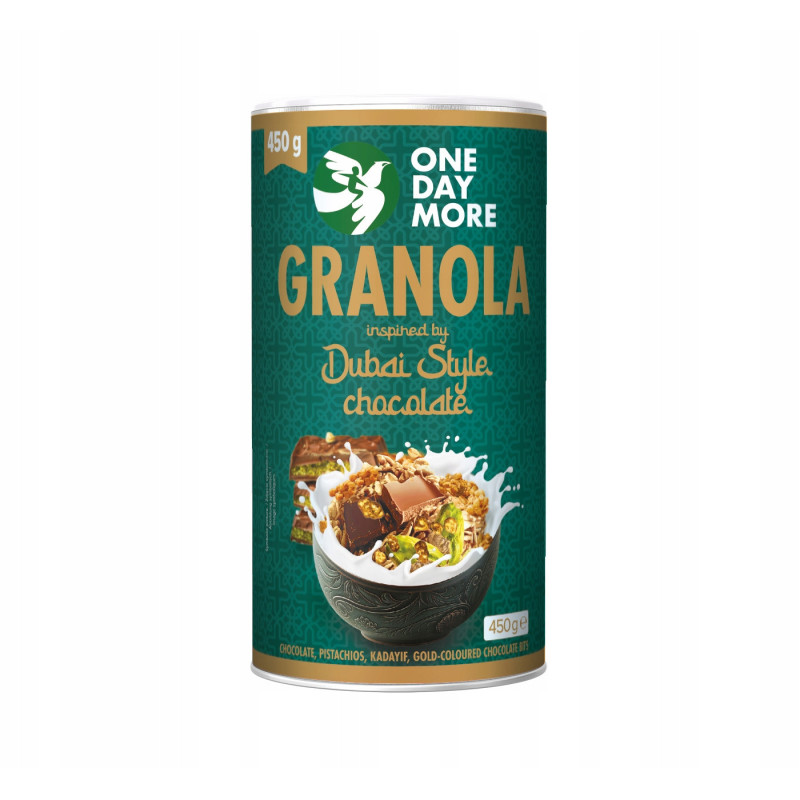 OneDayMore GRANOLA DUBAI STYLE CHOCOLATE Dubajska Czekolada 450g musli tuba