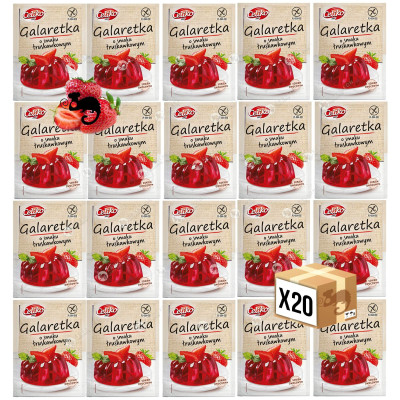 GALARETKA TRUSKAWKOWA 75g x20szt Bez Glutenu Celiko smak truskawkowy 1,5KG