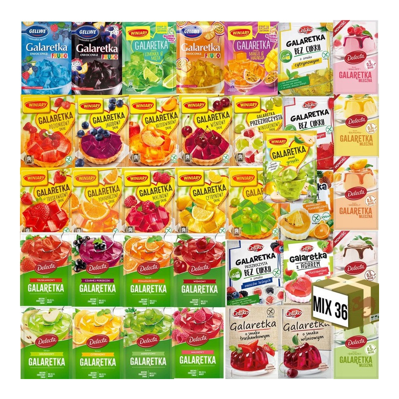 MEGA mix GALARETEK 36szt WYJĄTKOWE SMAKI owocowy zestaw 2kg