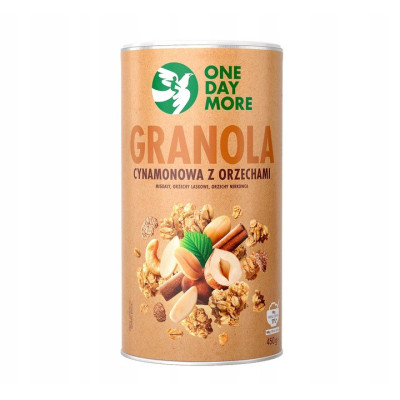 OneDayMore GRANOLA CYNAMONOWA Z ORZECHAMI 450g Migdały + Nerkowce + Laskowe