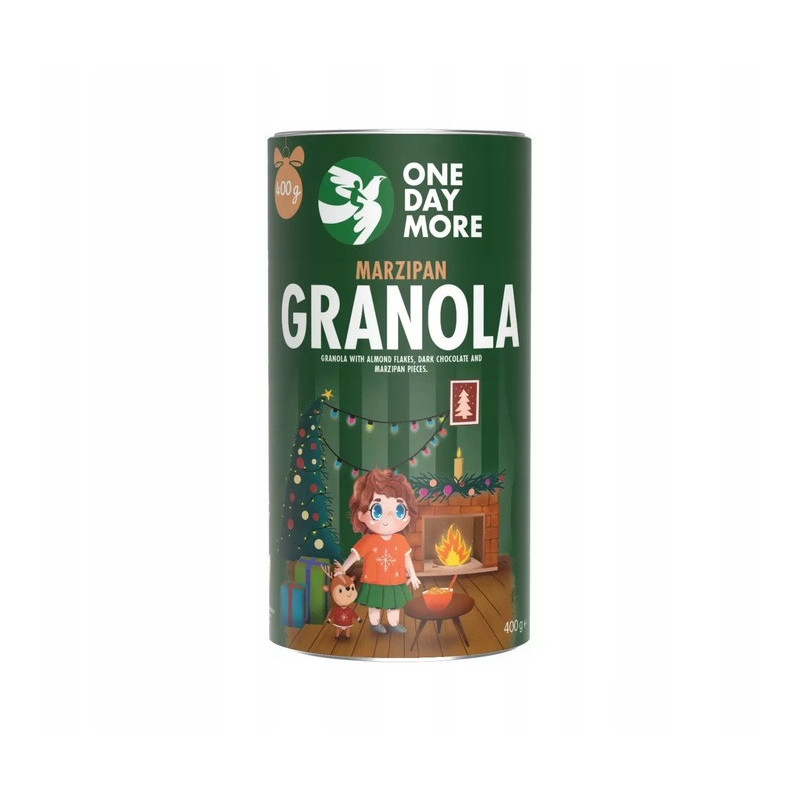 OneDayMore GRANOLA MARCEPANOWA ŚWIĄTECZNA 400g Migdały Marcepan Czekolada