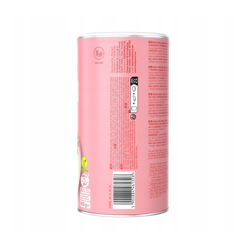 OneDayMore MUSLI OWOCOWE 400g Liofilizowana truskawka i Porzeczka + Jabłko