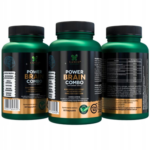 Lanco POWER BRAIN COMBO Nootropiki 60kaps wsparcie: PAMIĘĆ KONCENTRACJA Lanco POWER BRAIN COMBO Nootropiki 60kaps wsparcie: PAMIĘĆ KONCENTRACJA