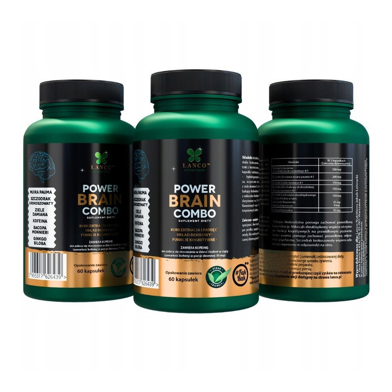 Lanco POWER BRAIN COMBO Nootropiki 60kaps wsparcie: PAMIĘĆ KONCENTRACJA