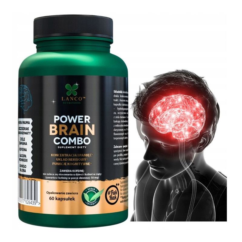 Lanco POWER BRAIN COMBO Nootropiki 60kaps wsparcie: PAMIĘĆ KONCENTRACJA