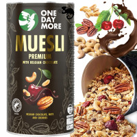 OneDayMore MUSLI PREMIUM CZEKOLADOWE Z BELGIJSKĄ CZEKOLADĄ 500g granola