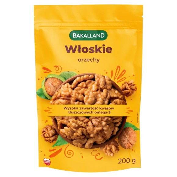 Bakalland ORZECHY WŁOSKIE łuskane 200G wysoka zawartość