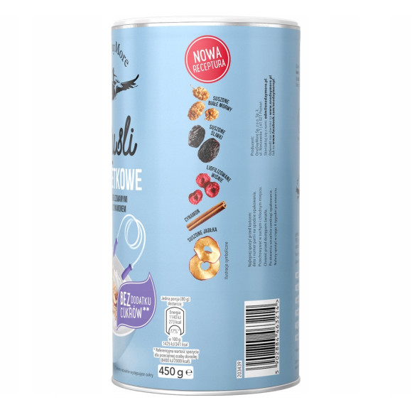 OneDayMore MUESLI BE FIT Sylwetkowe Wiśnia Cynamon 450g Płatki Błonnik vege OneDayMore MUESLI BE FIT Sylwetkowe Wiśnia Cynamon 450g Płatki Błonnik vege