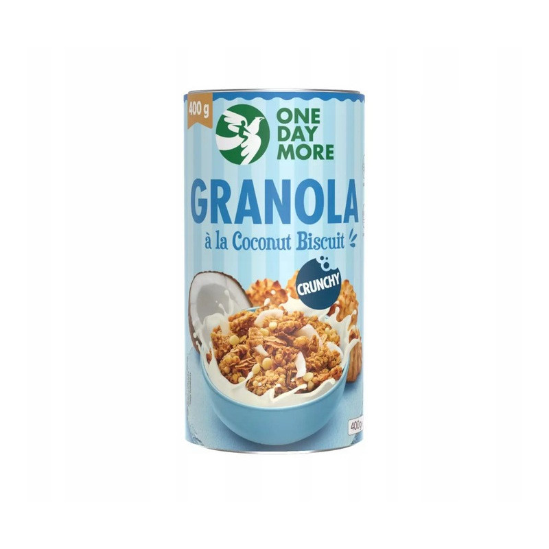 OneDayMore GRANOLA KOKOSOWA CRUNCHY A LA KOKOSANKA z białą czekoladą 400g